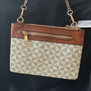 ATRIE CROSSBODY-Brown and Cream Patterned Women's Bag NWT